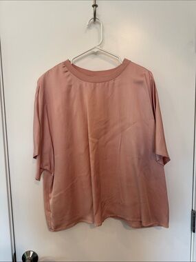 A New Day Women's Relaxed Satin Like Tee - Dusty Rose